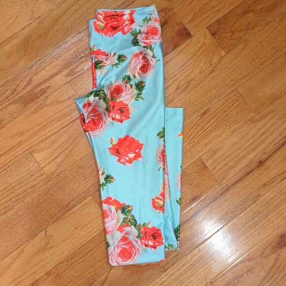 Goldsheep Size Small The Romantic Blue w Floral Print Retired leggings - Picture 2 of 6